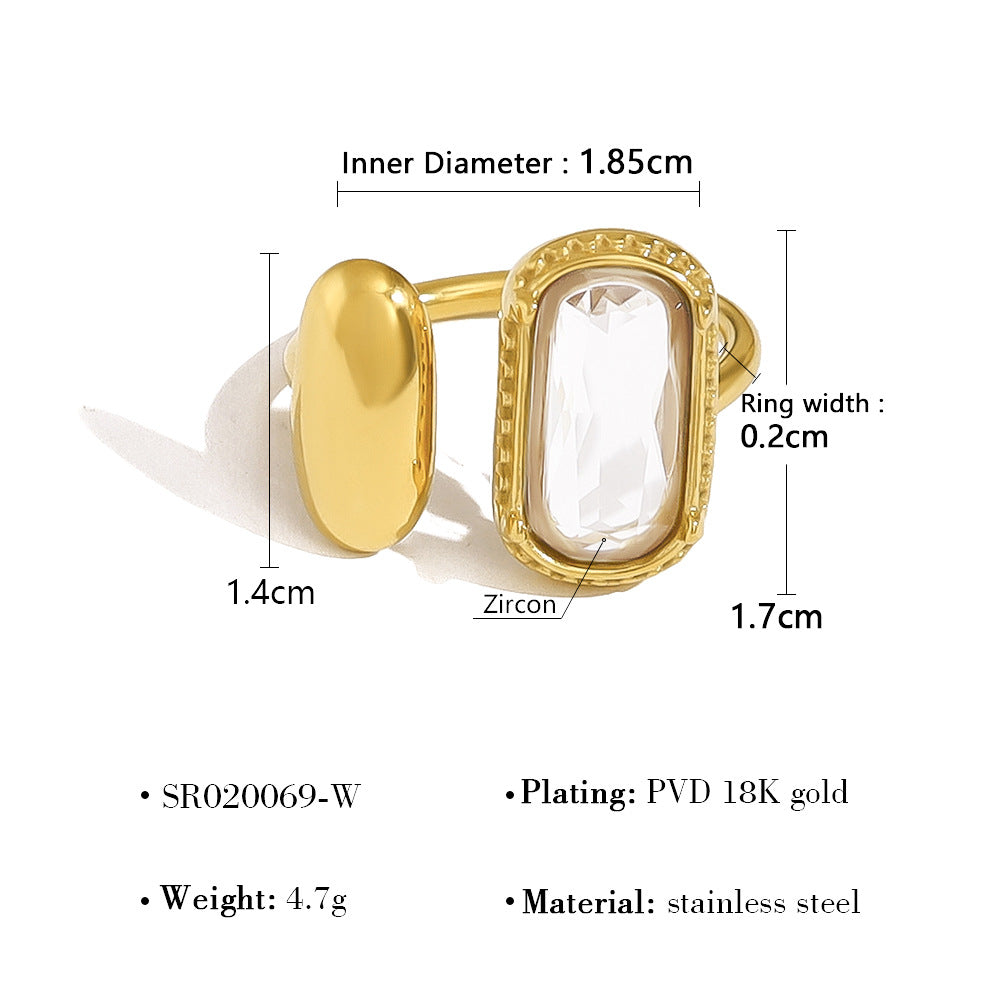 Wholesale Light luxury high-end zircon open titanium steel ring